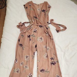 Pink Floral Jumpsuit with Tie Waist